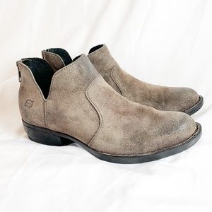 Born- Distressed suede brown booties Great shape
